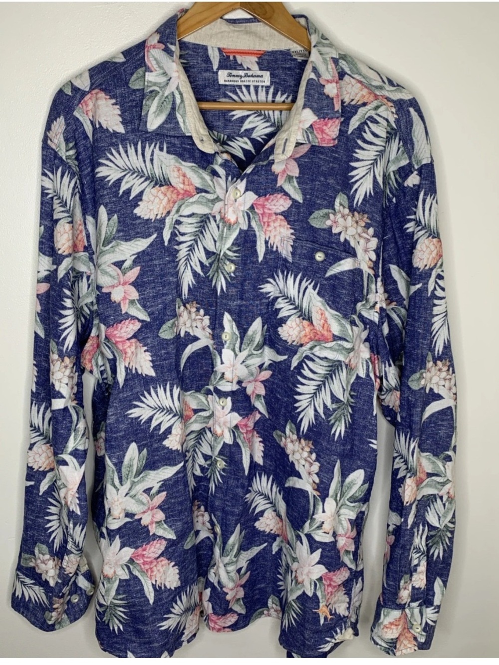 Tommy Bahama Barbados Breeze Linen Blend Long Sleeve XXL Button Up Mens Tropical